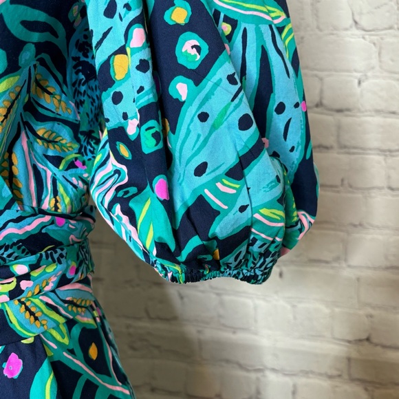 Lilly Pulitzer Juney Midi Dress in Low Tide Navy and Turquoise Size 6 - Picture 9 of 12